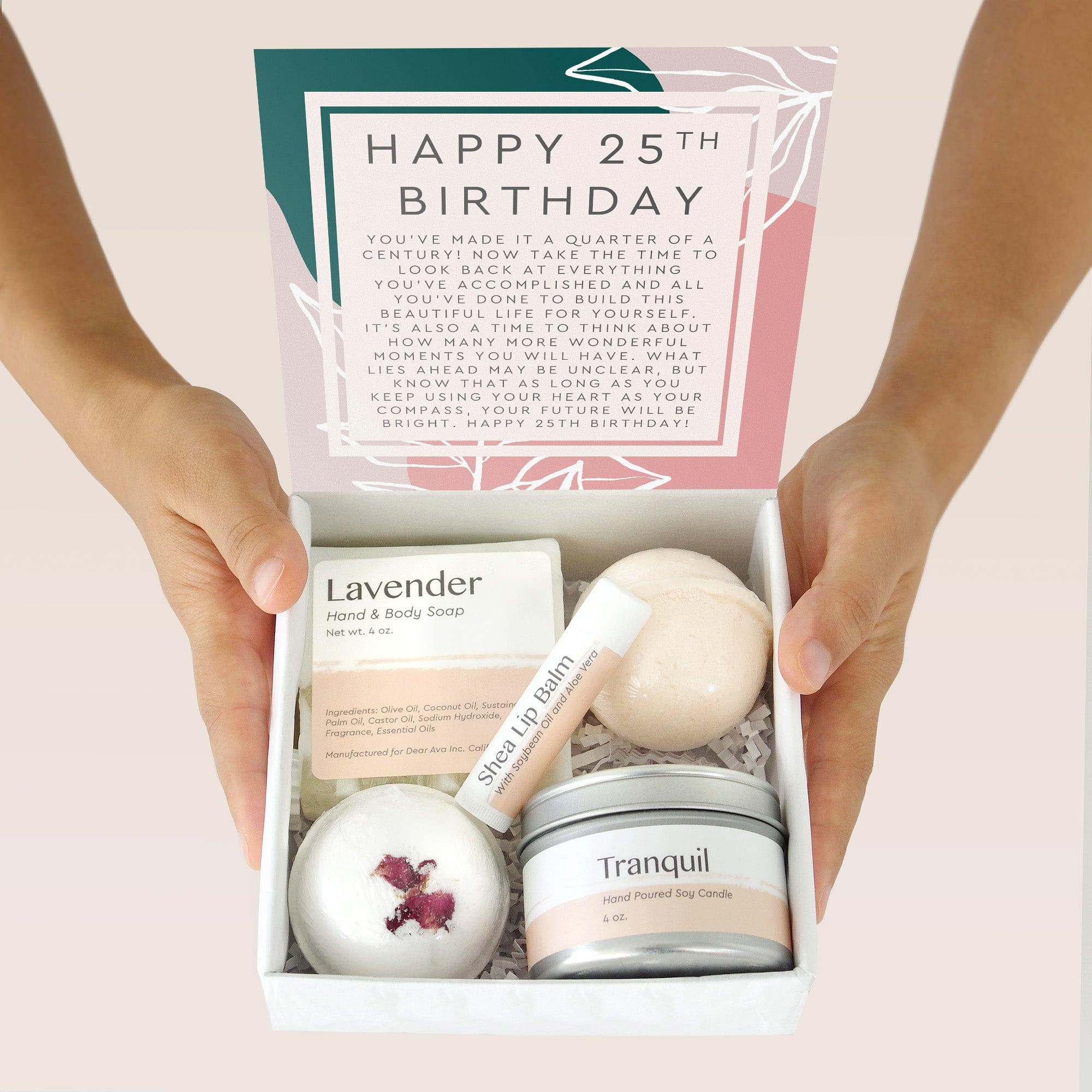 25th Birthday Compass Necklace Spa Gift Box Set