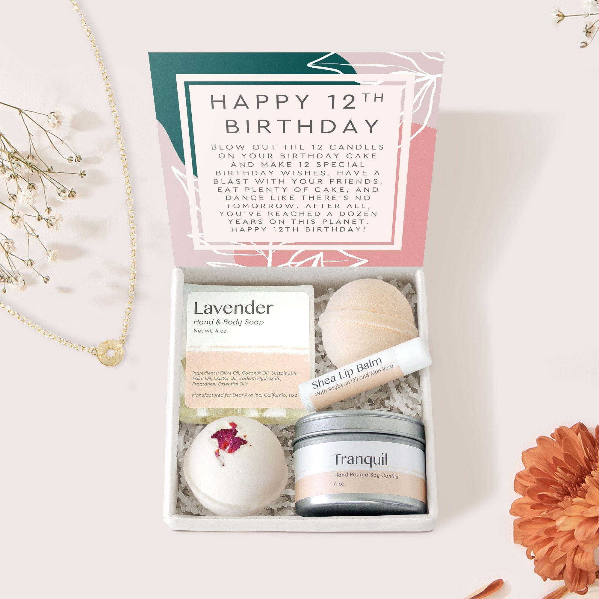Gifts for 12 Year Old Girls Compass Necklace Spa Gift Box Set