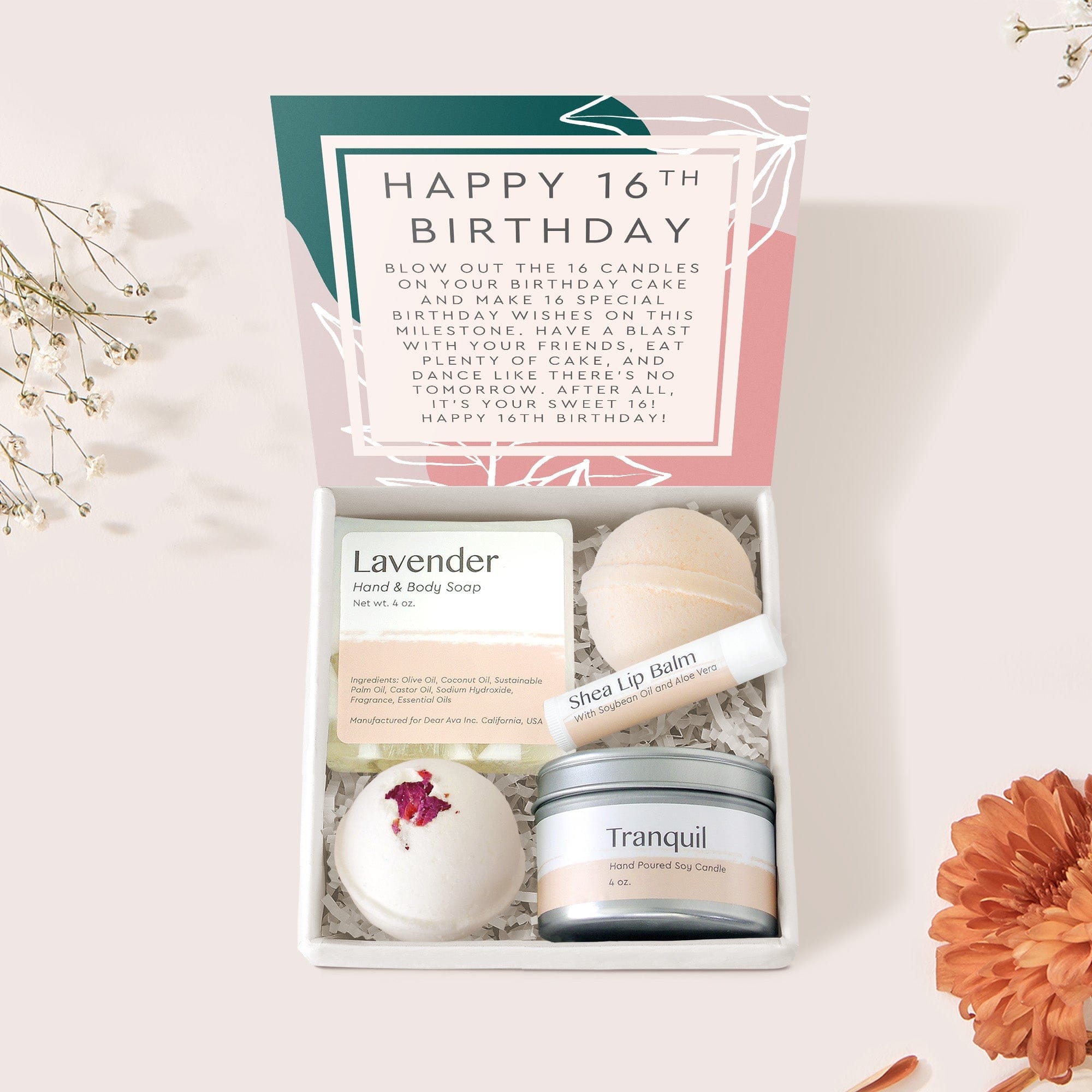 Sweet 16 Compass Necklace Spa Gift Box Set